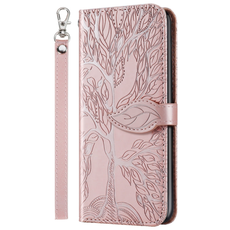 For Samsung Galaxy S20 FE Life of Tree Embossing Pattern Horizontal Flip Leather Case with Holder & Card Slot & Wallet & Photo Frame & Lanyard(Rose Gold) by buy2fix