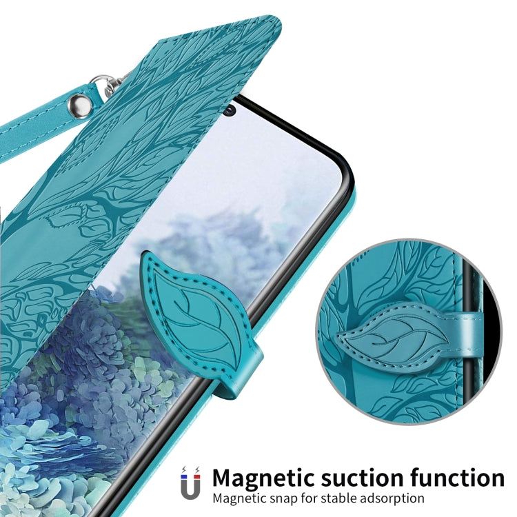 For Samsung Galaxy S20 FE Life of Tree Embossing Pattern Horizontal Flip Leather Case with Holder & Card Slot & Wallet & Photo Frame & Lanyard(Lake Blue) by buy2fix