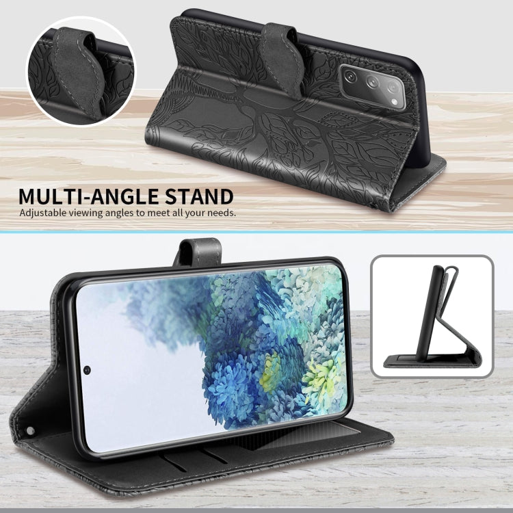 For Samsung Galaxy S20 FE Life of Tree Embossing Pattern Horizontal Flip Leather Case with Holder & Card Slot & Wallet & Photo Frame & Lanyard(Black) by buy2fix