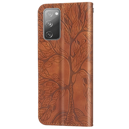 For Samsung Galaxy S20 FE Life of Tree Embossing Pattern Horizontal Flip Leather Case with Holder & Card Slot & Wallet & Photo Frame & Lanyard(Brown) by buy2fix