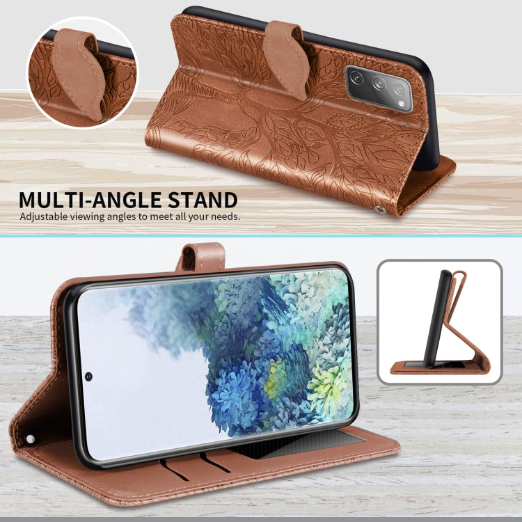 For Samsung Galaxy S20 FE Life of Tree Embossing Pattern Horizontal Flip Leather Case with Holder & Card Slot & Wallet & Photo Frame & Lanyard(Brown) by buy2fix