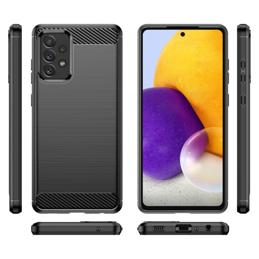 For Samsung Galaxy A72 5G / 4G Brushed Texture Carbon Fiber TPU Case(Black) by buy2fix