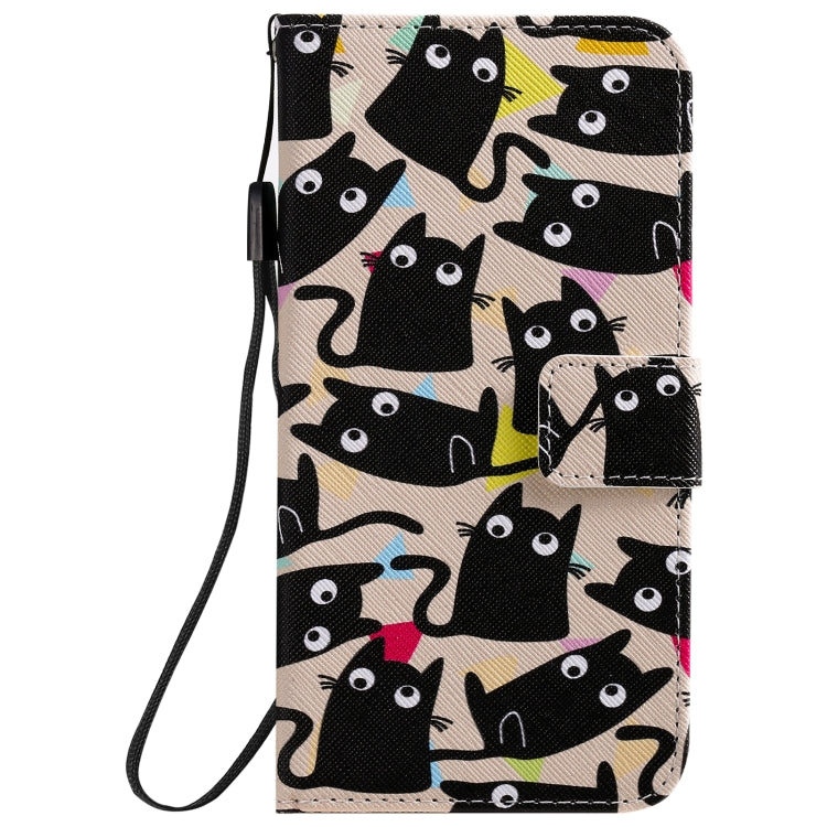 For iPhone 12 / 12 Pro Painting Horizontal Flip Leather Case with Holder & Card Slot & Lanyard(Cat) by buy2fix