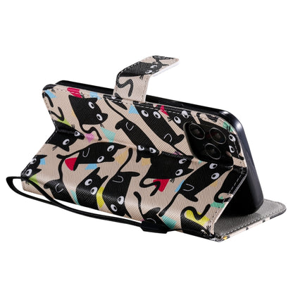 For iPhone 12 / 12 Pro Painting Horizontal Flip Leather Case with Holder & Card Slot & Lanyard(Cat) by buy2fix