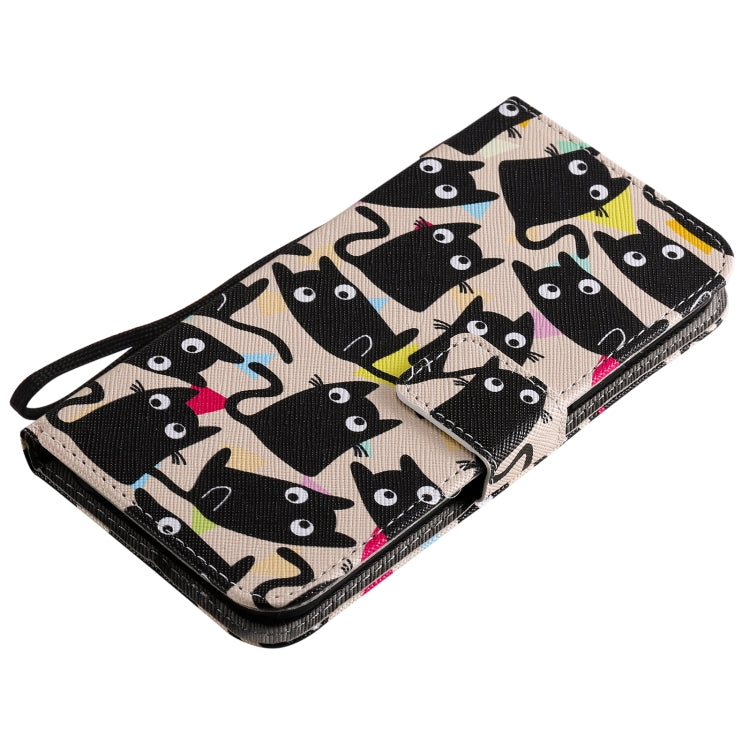 For iPhone 12 / 12 Pro Painting Horizontal Flip Leather Case with Holder & Card Slot & Lanyard(Cat) by buy2fix