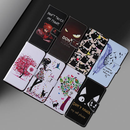 For iPhone 12 / 12 Pro Painting Horizontal Flip Leather Case with Holder & Card Slot & Lanyard(Cat) by buy2fix