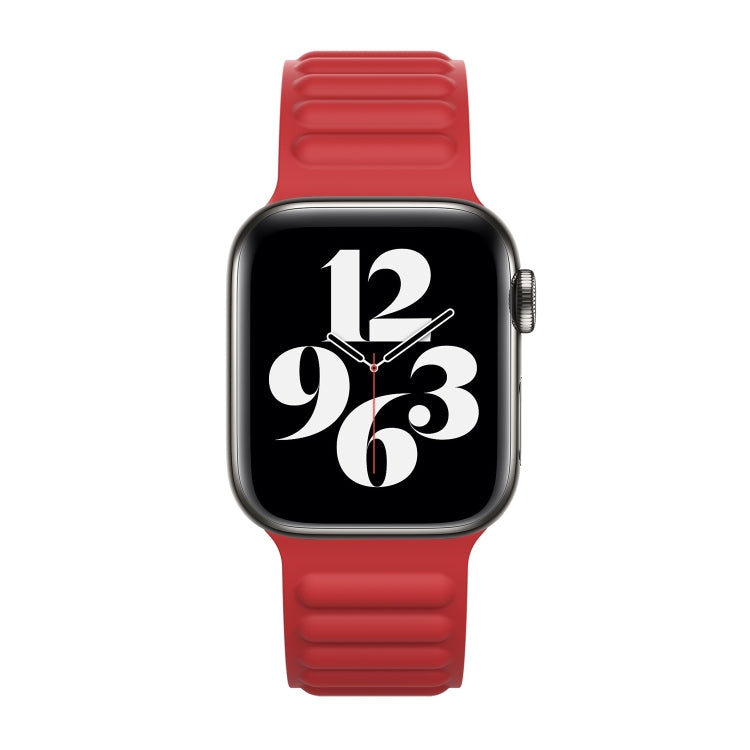 Silicone Magnetic Chain Watch Band For Apple Watch Series 7 45mm / 6 & SE & 5 & 4 44mm / 3 & 2 & 1 42mm(Red) by buy2fix