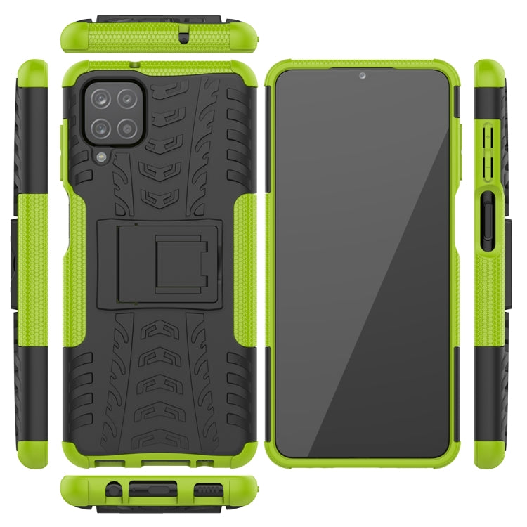 For Samsung Galaxy A12 5G Tire Texture Shockproof TPU+PC Protective Case with Holder(Green) by buy2fix