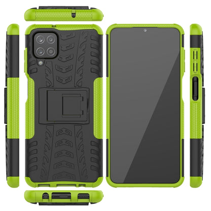 For Samsung Galaxy A12 5G Tire Texture Shockproof TPU+PC Protective Case with Holder(Green) by buy2fix