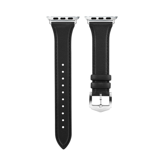 Genuine Leather Watch Band For Apple Watch Series 7 41mm / 6 & SE & 5 & 4 40mm / 3 & 2 & 1 38mm(Black) by buy2fix