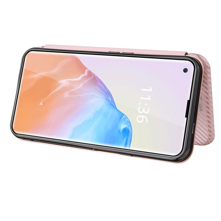 For Cubot X30 Carbon Fiber Texture Horizontal Flip TPU + PC + PU Leather Case with Card Slot(Pink) by buy2fix