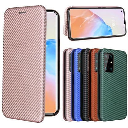 For Cubot X30 Carbon Fiber Texture Horizontal Flip TPU + PC + PU Leather Case with Card Slot(Pink) by buy2fix