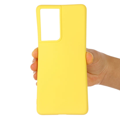 For Samsung Galaxy S21 Ultra 5G Pure Color Liquid Silicone Shockproof Full Coverage Case(Yellow) - Samsung Accessories by buy2fix | Online Shopping UK | buy2fix