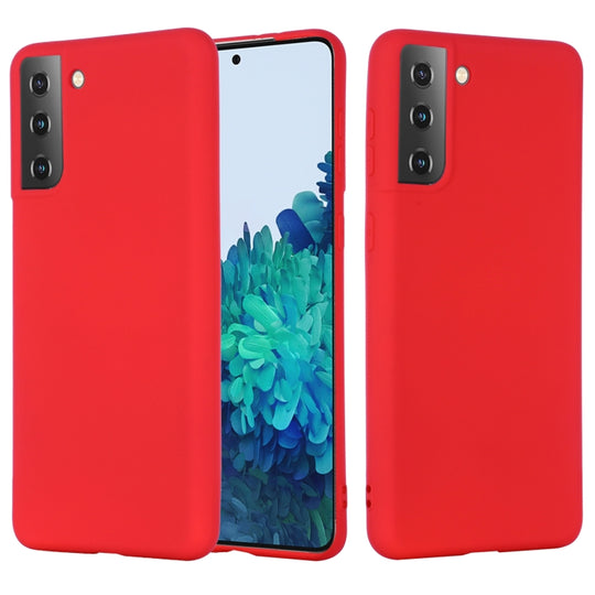 For Samsung Galaxy S21 5G Pure Color Liquid Silicone Shockproof Full Coverage Case(Red)