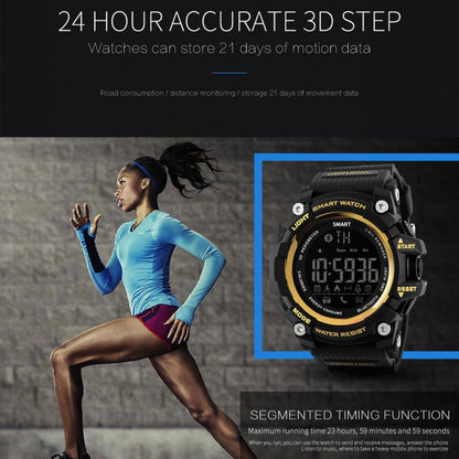 Lokmat MK16 LCD Screen 50m Waterproof Smart Watch, Support Information Reminder / Remote Camera / Walking Motion Monitor(Gold) by Lokmat