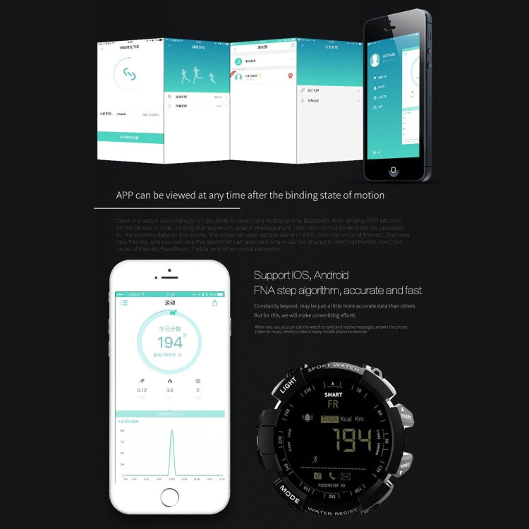 Lokmat MK16 LCD Screen 50m Waterproof Smart Watch, Support Information Reminder / Remote Camera / Walking Motion Monitor(Gold) by Lokmat