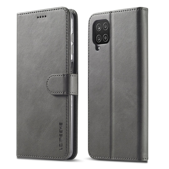 For Samsung Galaxy A12 LC.IMEEKE Calf Texture Horizontal Flip Leather Case, with Holder & Card Slots & Wallet & Photo Frame(Grey)