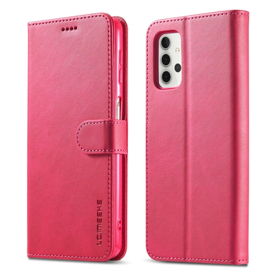 For Samsung Galaxy A32 5G LC.IMEEKE Calf Texture Horizontal Flip Leather Case, with Holder & Card Slots & Wallet & Photo Frame(Red)