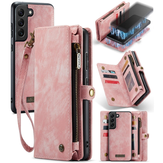 For Samsung Galaxy S21 5G CaseMe-008 Detachable Multifunctional Flip Leather Phone Case(Pink)