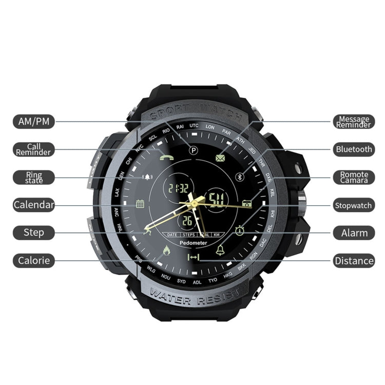 Lokmat MK28 1.4 inch FSTN Screen IP68 Waterproof Smart Watch, Support Information Reminder / Remote Camera / Sport Record(Black) - Smart Wear by Lokmat | Online Shopping UK | buy2fix