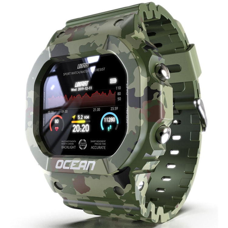 Lokmat OCEAN 1.14 inch TFT Touch Screen IP68 Waterproof Smart Watch, Support Information Reminder / Sleep Monitor / Sport Record(Camouflage Green) - Smart Watches by Lokmat | Online Shopping UK | buy2fix