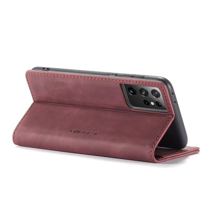 For Samsung Galaxy S21 Ultra 5G CaseMe 013 Multifunctional Horizontal Flip Leather Case with Holder & Card Slot & Wallet(Wine Red) - Samsung Accessories by CaseMe | Online Shopping UK | buy2fix