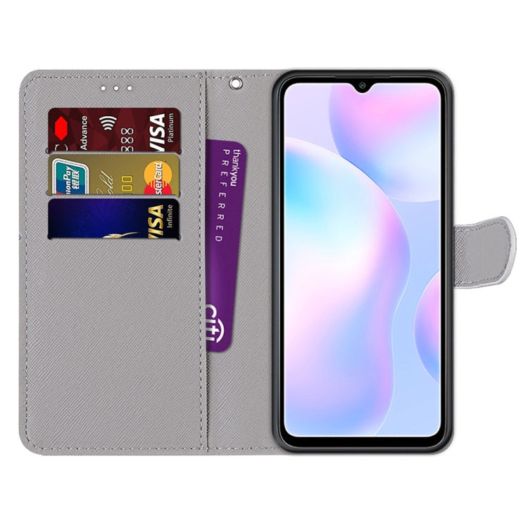 For Xiaomi Redmi 9A Coloured Drawing Cross Texture Horizontal Flip PU Leather Case with Holder & Card Slots & Wallet & Lanyard(Black White Lion Head) - Xiaomi Cases by buy2fix | Online Shopping UK | buy2fix