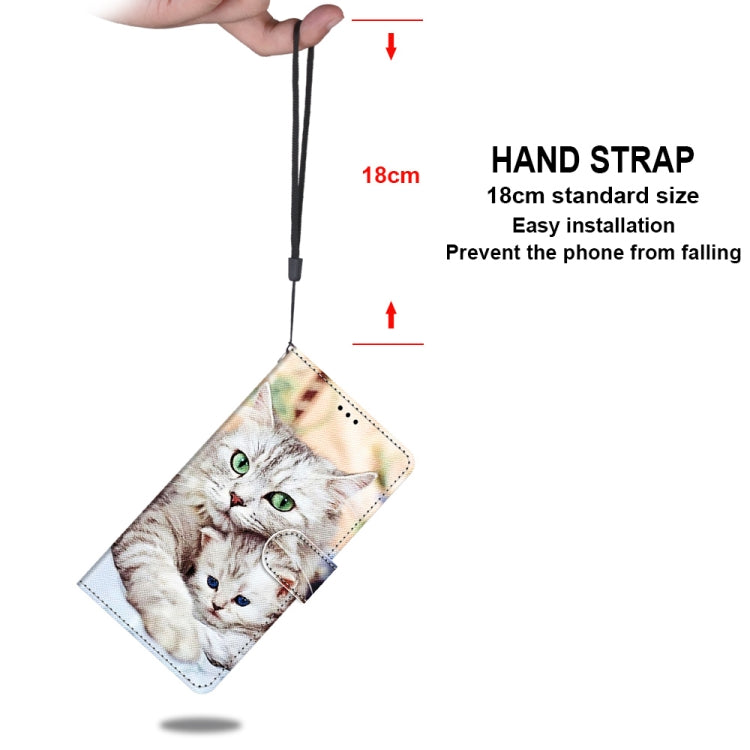 For iPhone 11 Coloured Drawing Cross Texture Horizontal Flip PU Leather Case with Holder & Card Slots & Wallet & Lanyard (Big Cat Holding Kitten) by buy2fix