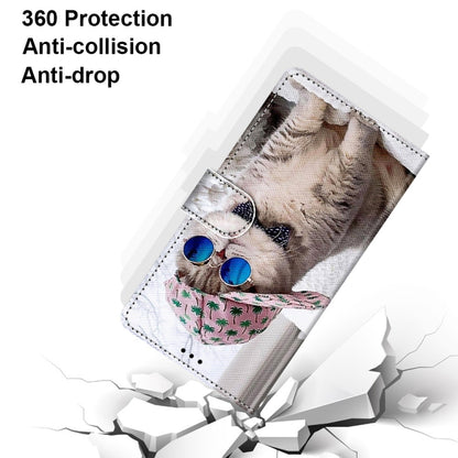 For iPhone 11 Pro Coloured Drawing Cross Texture Horizontal Flip PU Leather Case with Holder & Card Slots & Wallet & Lanyard (Slant Hat Blue Mirror Cat) by buy2fix