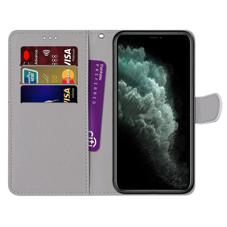 For iPhone 11 Pro Max Coloured Drawing Cross Texture Horizontal Flip PU Leather Case with Holder & Card Slots & Wallet & Lanyard (Slant Hat Blue Mirror Cat) by buy2fix