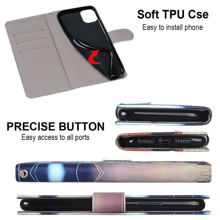 For iPhone 12 mini Coloured Drawing Cross Texture Horizontal Flip PU Leather Case with Holder & Card Slots & Wallet & Lanyard (Leather Shoes Cat) by buy2fix