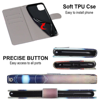For iPhone 12 mini Coloured Drawing Cross Texture Horizontal Flip PU Leather Case with Holder & Card Slots & Wallet & Lanyard (Leather Shoes Cat) by buy2fix