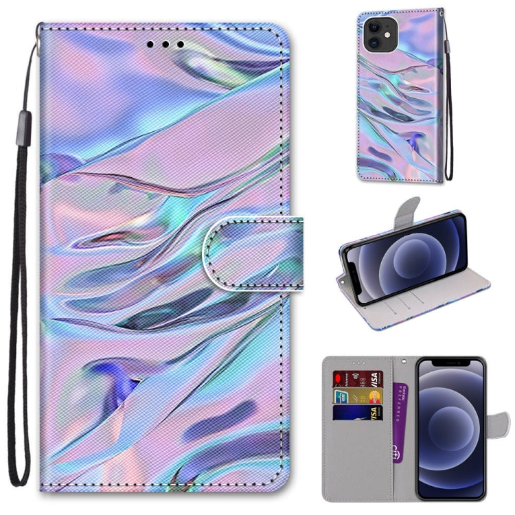 For iPhone 12 mini Coloured Drawing Cross Texture Horizontal Flip PU Leather Case with Holder & Card Slots & Wallet & Lanyard (Fluorescent Water Texture) by buy2fix