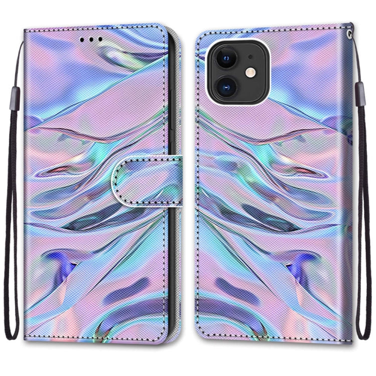 For iPhone 12 mini Coloured Drawing Cross Texture Horizontal Flip PU Leather Case with Holder & Card Slots & Wallet & Lanyard (Fluorescent Water Texture) by buy2fix