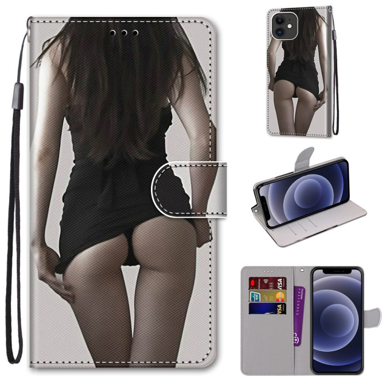 For iPhone 12 mini Coloured Drawing Cross Texture Horizontal Flip PU Leather Case with Holder & Card Slots & Wallet & Lanyard (Upskirt) by buy2fix