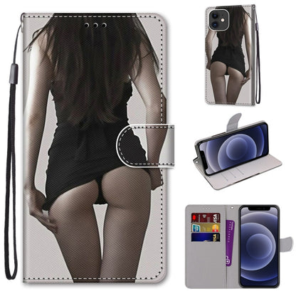 For iPhone 12 mini Coloured Drawing Cross Texture Horizontal Flip PU Leather Case with Holder & Card Slots & Wallet & Lanyard (Upskirt) by buy2fix