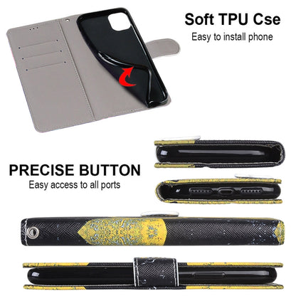 For iPhone 12 mini Coloured Drawing Cross Texture Horizontal Flip PU Leather Case with Holder & Card Slots & Wallet & Lanyard (Yellow Black Logo) by buy2fix
