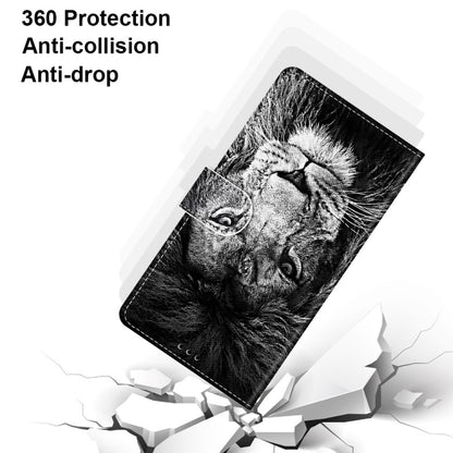 For iPhone 12 mini Coloured Drawing Cross Texture Horizontal Flip PU Leather Case with Holder & Card Slots & Wallet & Lanyard (B11 Black White Lion Head) by buy2fix