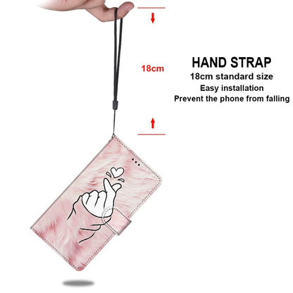 For iPhone 12 mini Coloured Drawing Cross Texture Horizontal Flip PU Leather Case with Holder & Card Slots & Wallet & Lanyard (Pink Hands Heart) by buy2fix