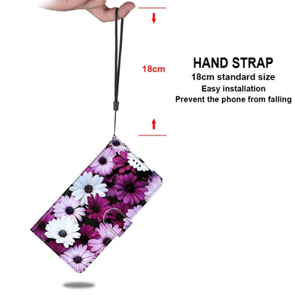 For iPhone 12 mini Coloured Drawing Cross Texture Horizontal Flip PU Leather Case with Holder & Card Slots & Wallet & Lanyard (Chrysanthemum Pink White Purple) by buy2fix