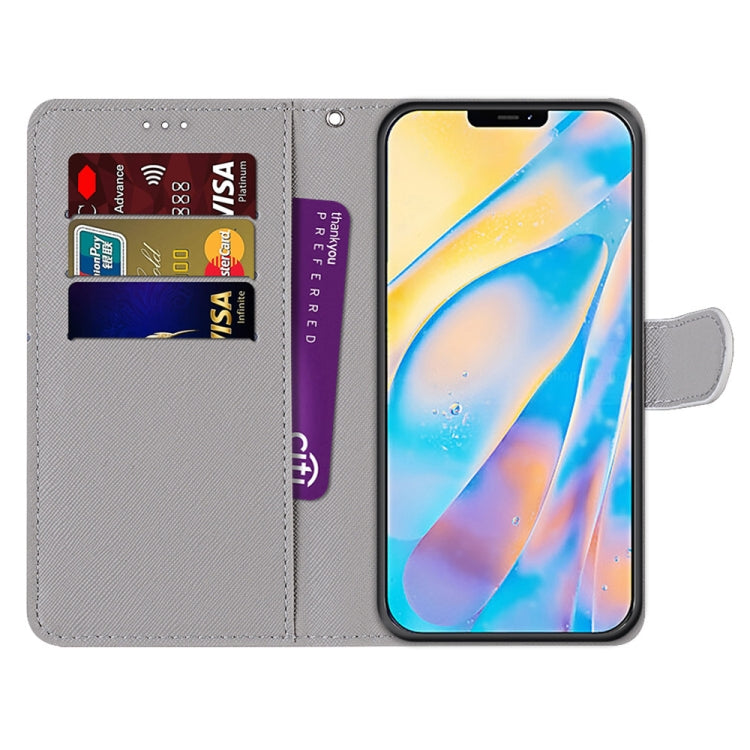 For iPhone 12 mini Coloured Drawing Cross Texture Horizontal Flip PU Leather Case with Holder & Card Slots & Wallet & Lanyard (Purple Green Starry Sky) by buy2fix
