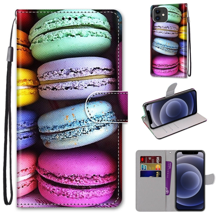 For iPhone 12 mini Coloured Drawing Cross Texture Horizontal Flip PU Leather Case with Holder & Card Slots & Wallet & Lanyard (Colorful Cakes) by buy2fix