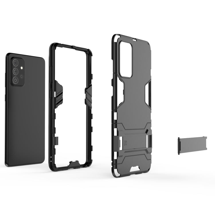 For Samsung Galaxy A72 5G(US Version) PC + TPU Shockproof Protective Case with Holder(Black) by buy2fix