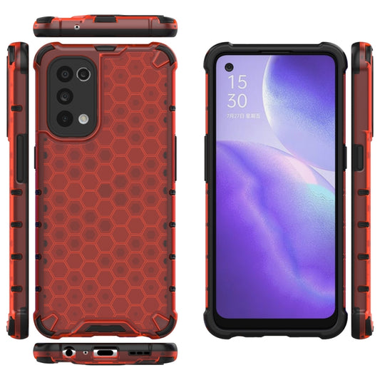 For Oppo Reno5 5G Shockproof Honeycomb PC + TPU Case(Red) by buy2fix