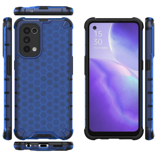 For Oppo Reno5 5G Shockproof Honeycomb PC + TPU Case(Blue) by buy2fix