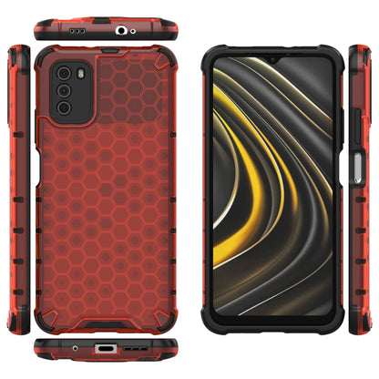 For Xiaomi Poco M3 Shockproof Honeycomb PC + TPU Case(Red) by buy2fix