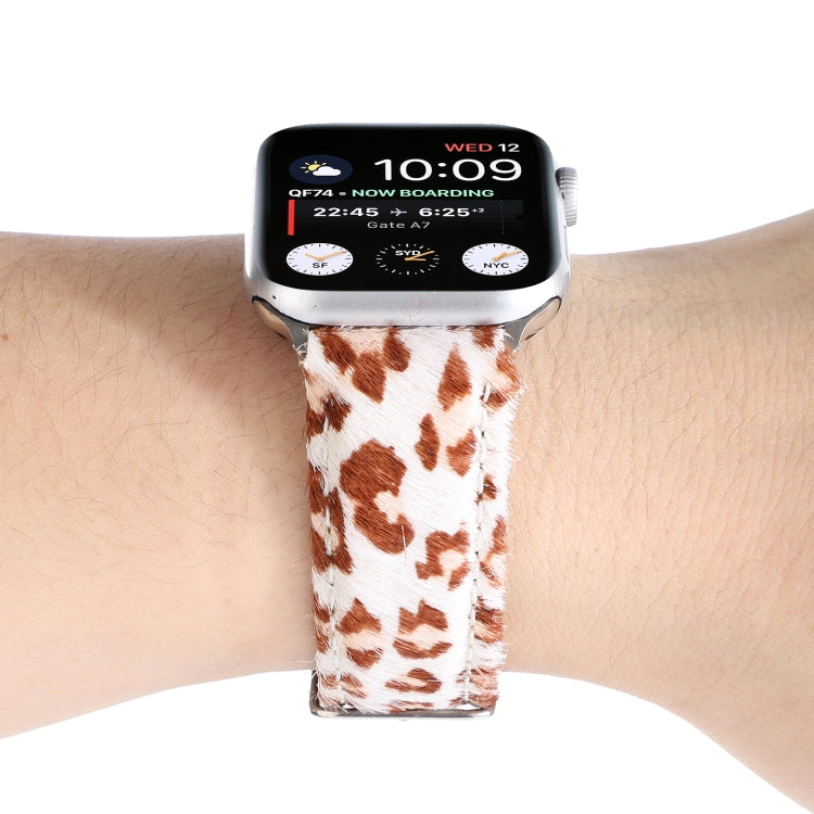 Horsehair Fluffy Leopard Print Leather Watch Band For Apple Watch Ultra 49mm&Watch Ultra 2 49mm / Series 9&8&7 45mm / SE 3&SE 2&6&SE&5&4 44mm / 3&2&1 42mm(2) by buy2fix