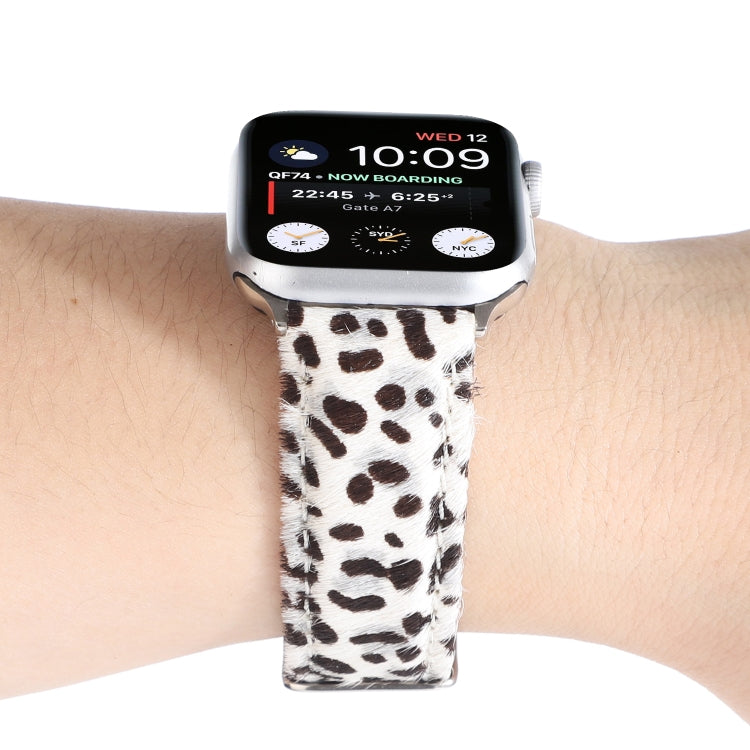 Horsehair Fluffy Leopard Print Leather Watch Band For Apple Watch Series 7 45mm / 6 & SE & 5 & 4 44mm / 3 & 2 & 1 42mm(6) by buy2fix