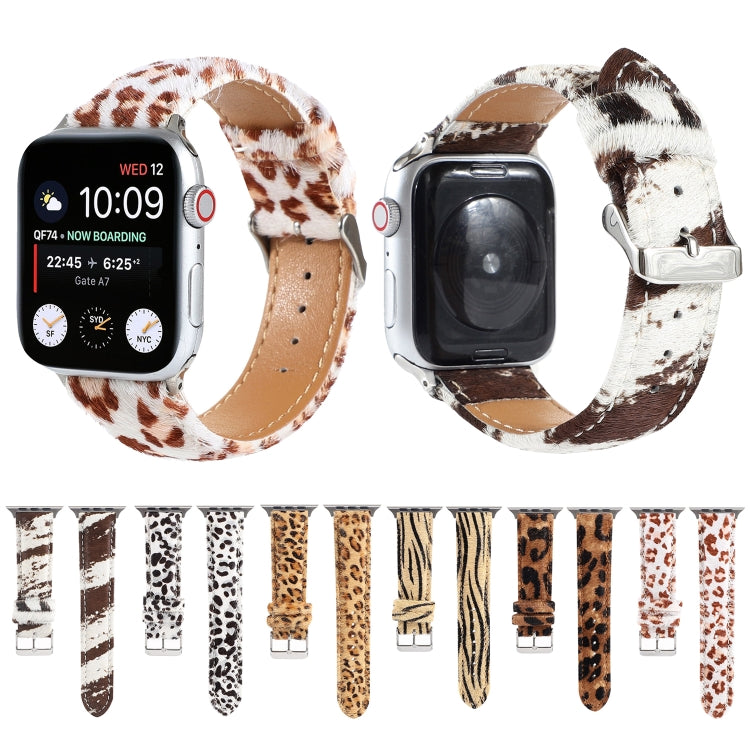 Horsehair Fluffy Leopard Print Leather Watch Band For Apple Watch Series 7 45mm / 6 & SE & 5 & 4 44mm / 3 & 2 & 1 42mm(6) by buy2fix