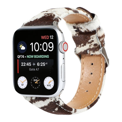 Horsehair Fluffy Leopard Print Leather Watch Band For Apple Watch Series 9&8&7 41mm / SE 3&SE 2&6&SE&5&4 40mm / 3&2&1 38mm(1) by buy2fix
